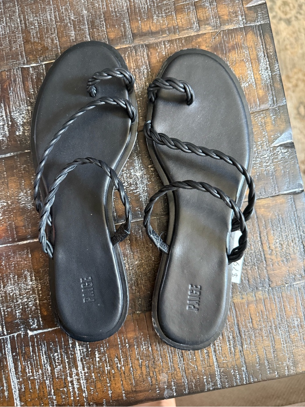 PAIGE Black Twisted-Strap Women's Slide Sandals